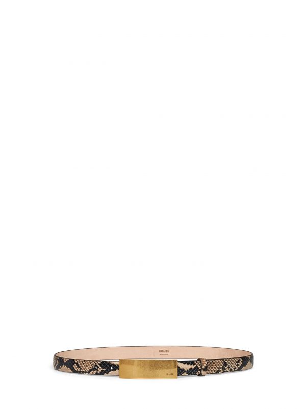  Khaite Khaite | Taupe Python-embossed Leather Berlin Belt With Antique Gold Buckle | Women | 80 