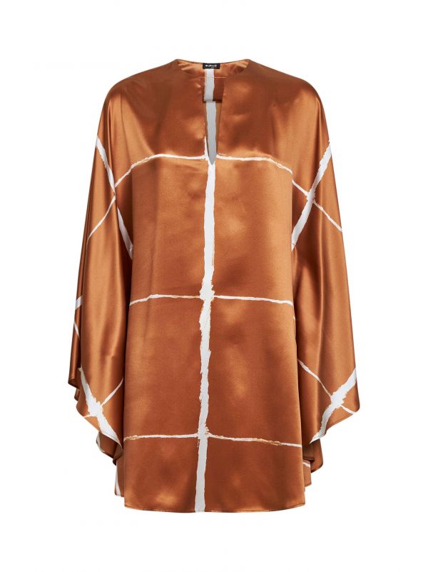  Kiton Kiton | Tan And White Printed Silk Tunic | Women | 44 