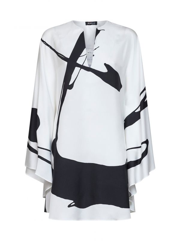  Kiton Kiton | White And Black Printed Silk Tunic |  | 42 