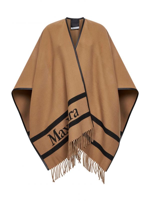  Max Mara Accessori Max Mara Accessori | Camel Jacquard Wool Mxaaris Poncho | Women | Pz 