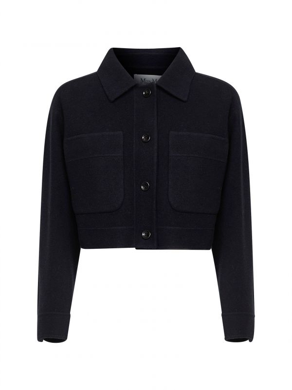  Max Mara Max Mara | Navy Blue Double Jersey Mxmpoggio Cropped Jacket | Women | 40 