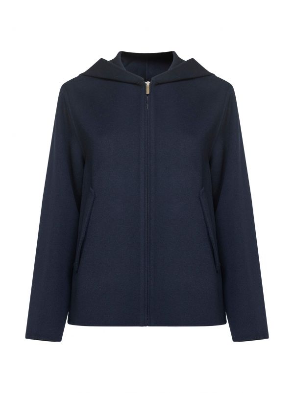  Max Mara S Max Mara S | Blue Double Wool Roland Hooded Jacket | Women | 44 