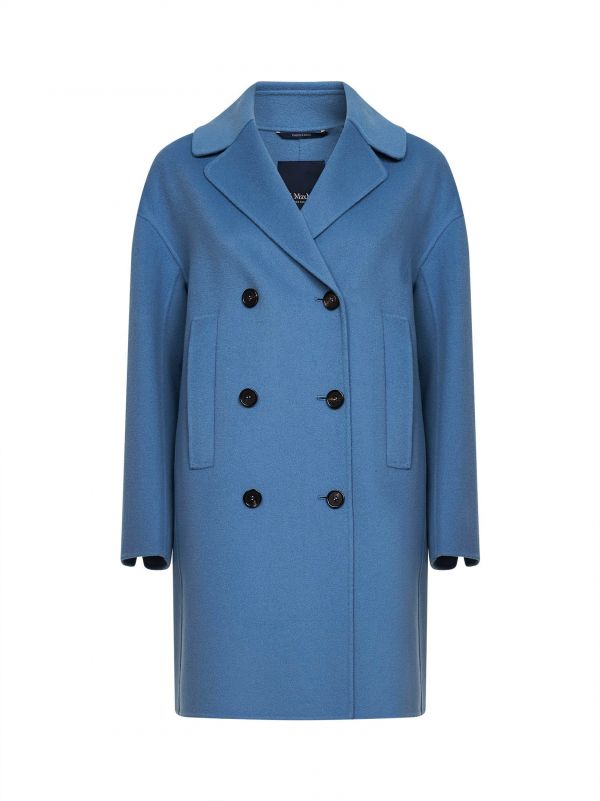  Max Mara S Max Mara S | Light Blue Smmeden Double-breasted Midi Coat | Women | 36 