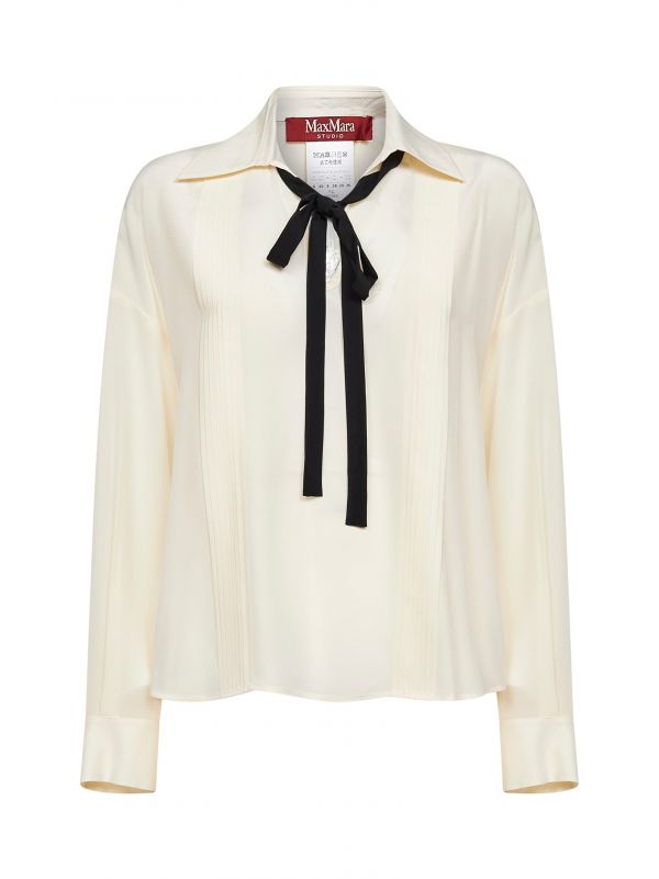  Max Mara Studio Max Mara Studio | Beige Silk Mstcolono Tie Blouse | Women | 40 