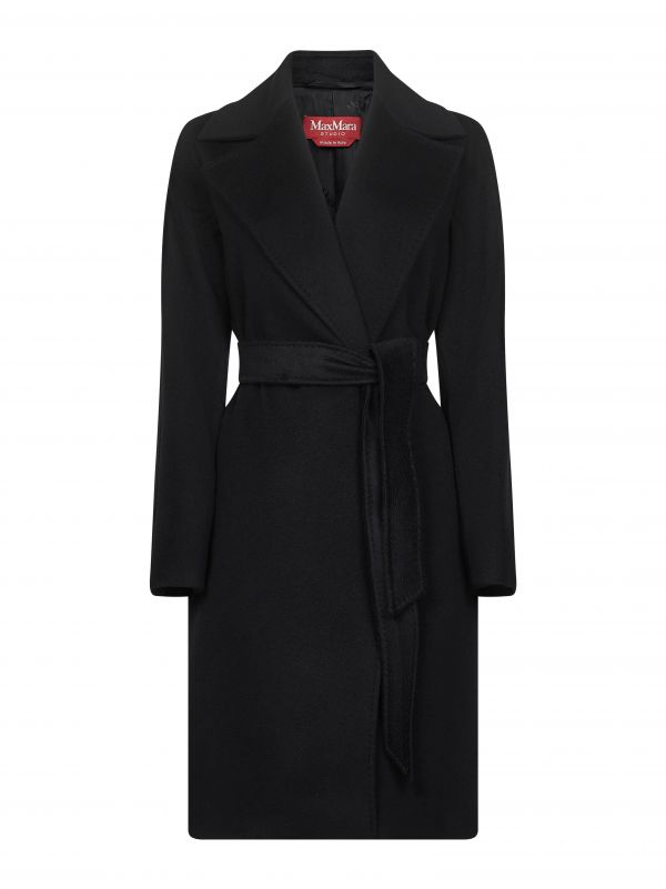  Max Mara Studio Max Mara Studio | Black Broadcloth Dravenna Robe Coat | Women | 40 