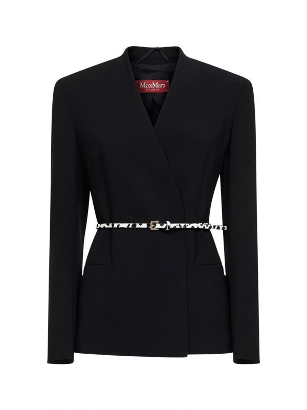  Max Mara Studio Max Mara Studio | Black Cady Mstquinoa Belted Jacket | Women | 40 