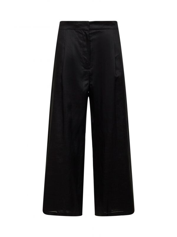  Max Mara Studio Max Mara Studio | Black Washed Ramie Canvas Msttartufo Cropped Trousers | Women | 46 