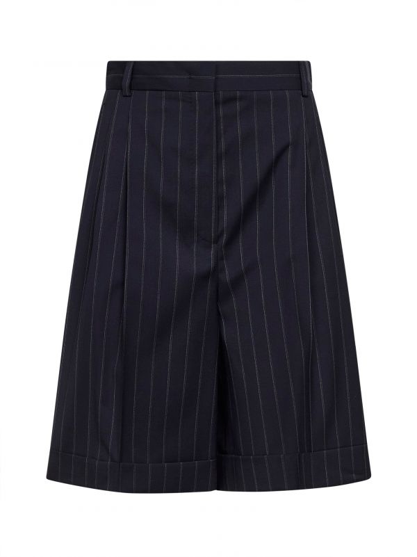  Max Mara Studio Max Mara Studio | Blue Pinstriped Wool Canvas Mstere Bermuda Shorts | Women | 40 