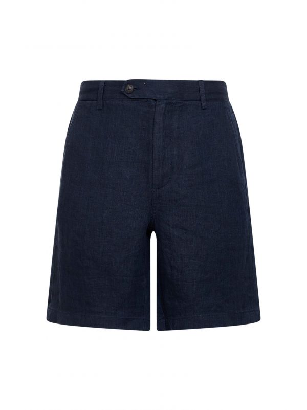  Mc2 Saint Barth Mc2 Saint Barth | Blue Herringbone Linen Sebastian Bermuda Shorts | Man | S 
