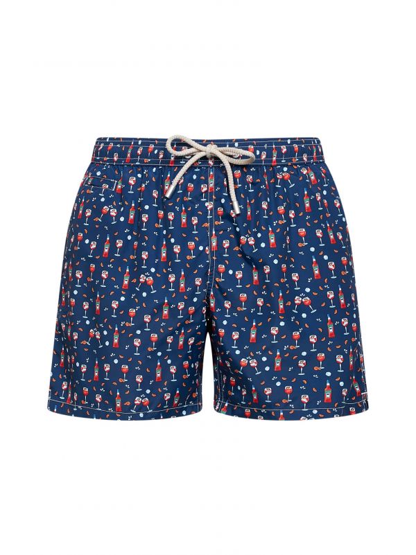  Mc2 Saint Barth Mc2 Saint Barth | Blue Lightweight Printed Fabric Lighting Swim Shorts - Aperol Special Edition | Man | S 