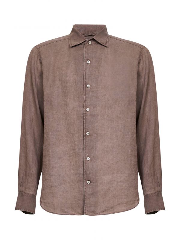 Mc2 Saint Barth Mc2 Saint Barth | Brown Linen Raphael Shirt | Man | M 