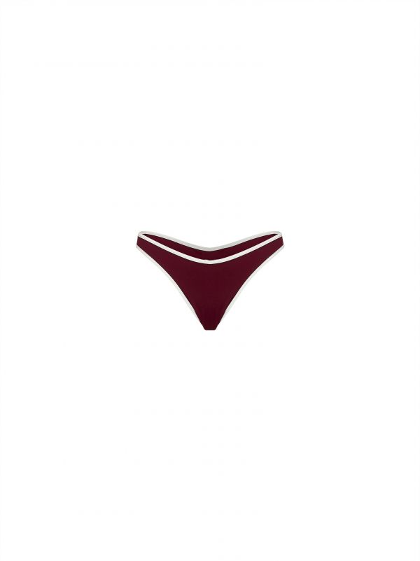  Mc2 Saint Barth Mc2 Saint Barth | Burgundy Lycra Naomi String Brazilian Bikini Bottom | Women | S 