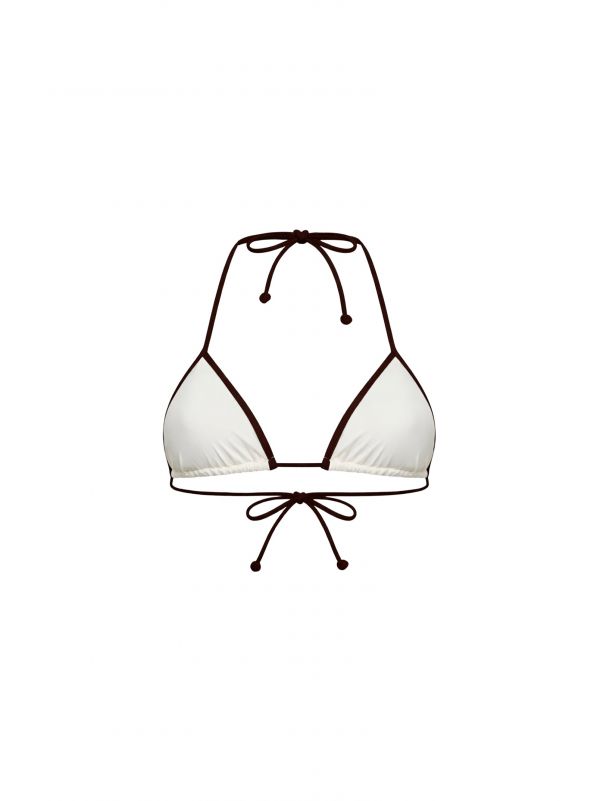 Mc2 Saint Barth Mc2 Saint Barth | Ivory Lycra Leah String Triangle Bikini Top With Contrasting Trim | Women | L 