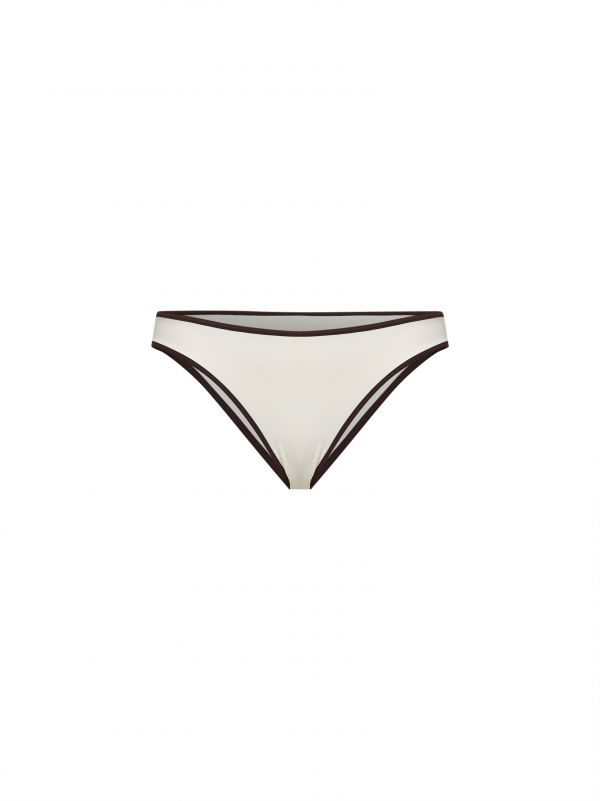  Mc2 Saint Barth Mc2 Saint Barth | Ivory Lycra Maia String High-rise Bikini Bottom With Contrasting Trims | Women | L 