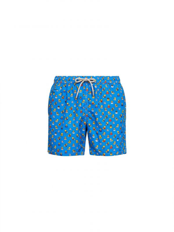  Mc2 Saint Barth Mc2 Saint Barth | Light Blue Lightweight Printed Fabric Lighting Swim Shorts | Man | S 