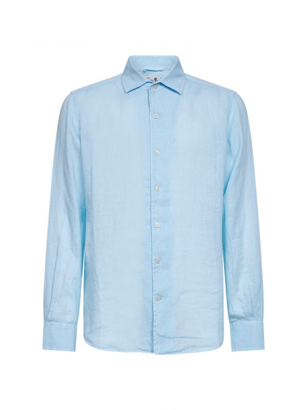  Mc2 Saint Barth Mc2 Saint Barth | Light Blue Linen Raphael Shirt | Man | M 