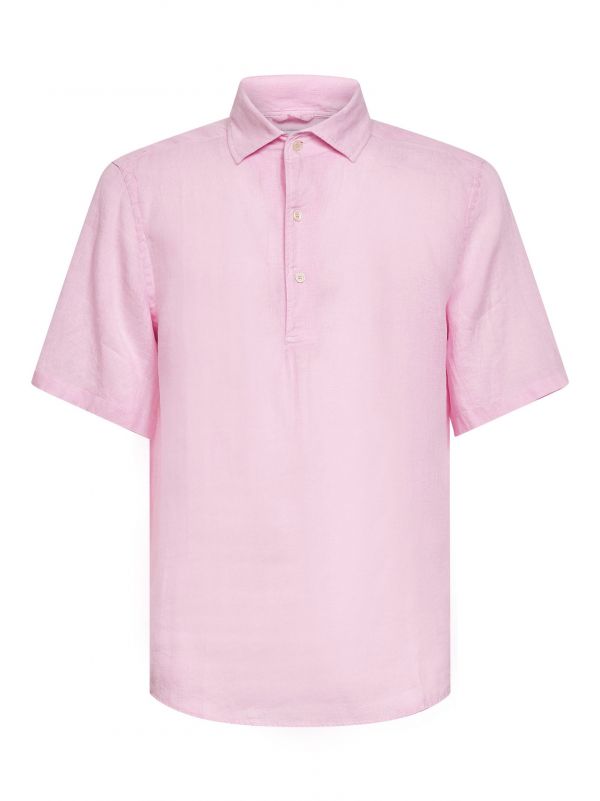  Mc2 Saint Barth Mc2 Saint Barth | Pink Linen Raphael Short-sleeved Polo Shirt | Man | M 