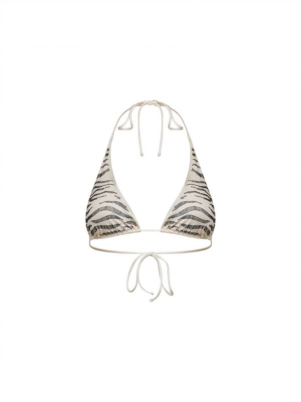  Mc2 Saint Barth Mc2 Saint Barth | Rhinestone-embellished Zebra Pattern Lycra Guiana Triangle Bikini Top | Women | S 