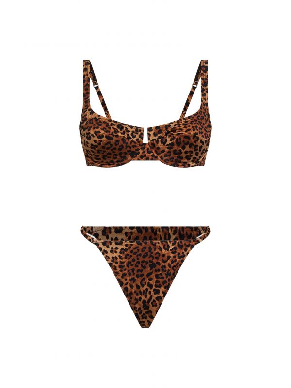  Mc2 Saint Barth Mc2 Saint Barth | Sand Leopard-print Lycra Perlamir Bikini | Women | M 