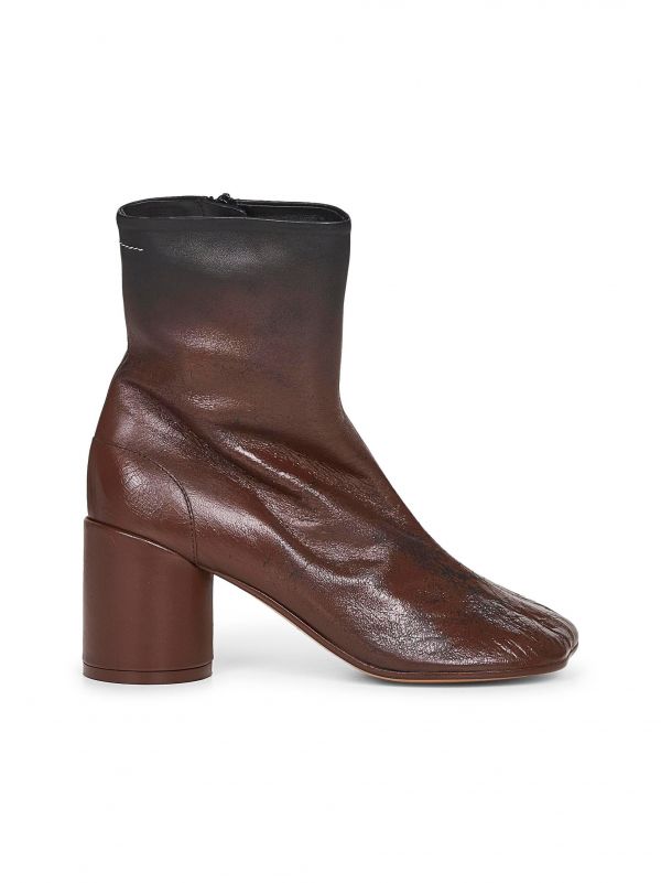  Mm6 Mm6 | Brown Gradien-effect Leather Anatomic Ankle Boots | Women | 36 