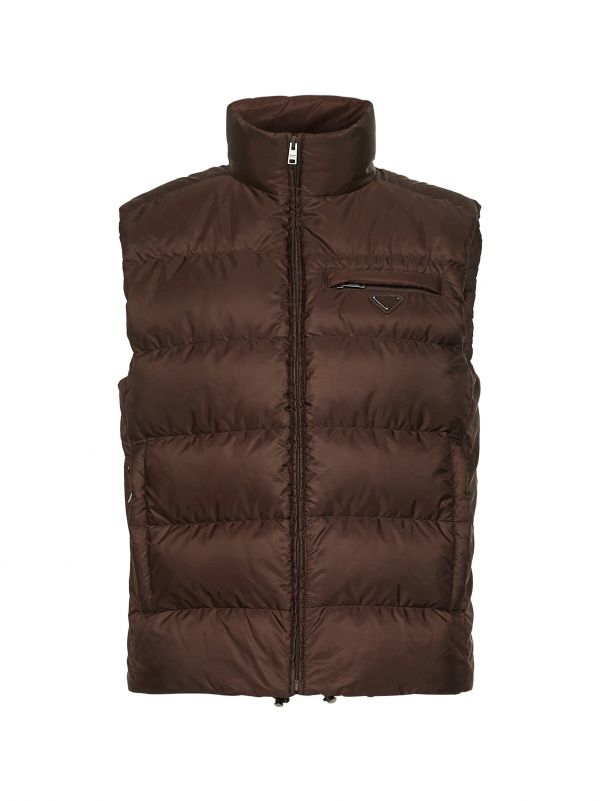  Prada Abbigliamento Prada Abbigliamento | Brown Re-nylon Padded Vest | Man | 48 