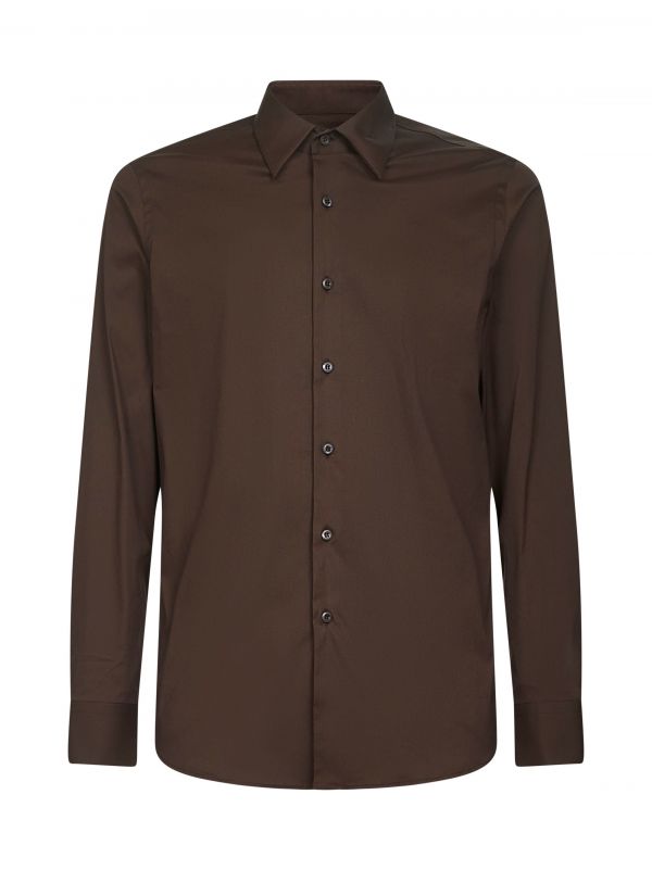  Prada Abbigliamento Prada Abbigliamento | Brown Stretch Cotton Shirt | Man | 40 