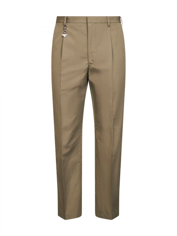  Prada Abbigliamento Prada Abbigliamento | Clay Cotton Trousers With Key Ring | Man | 52 