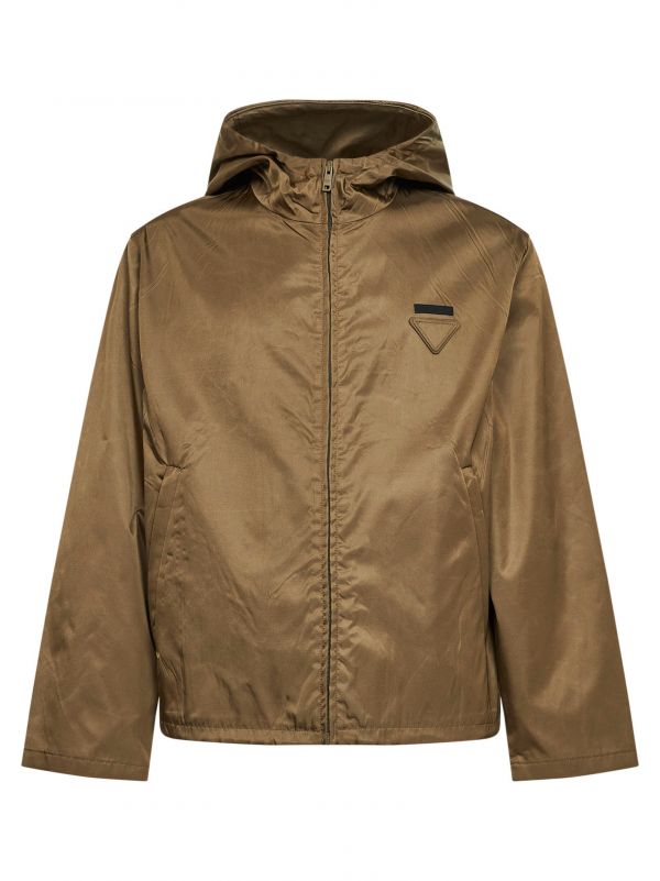  Prada Abbigliamento Prada Abbigliamento | Olive Re-nylon Hooded Jacket | Man | S 