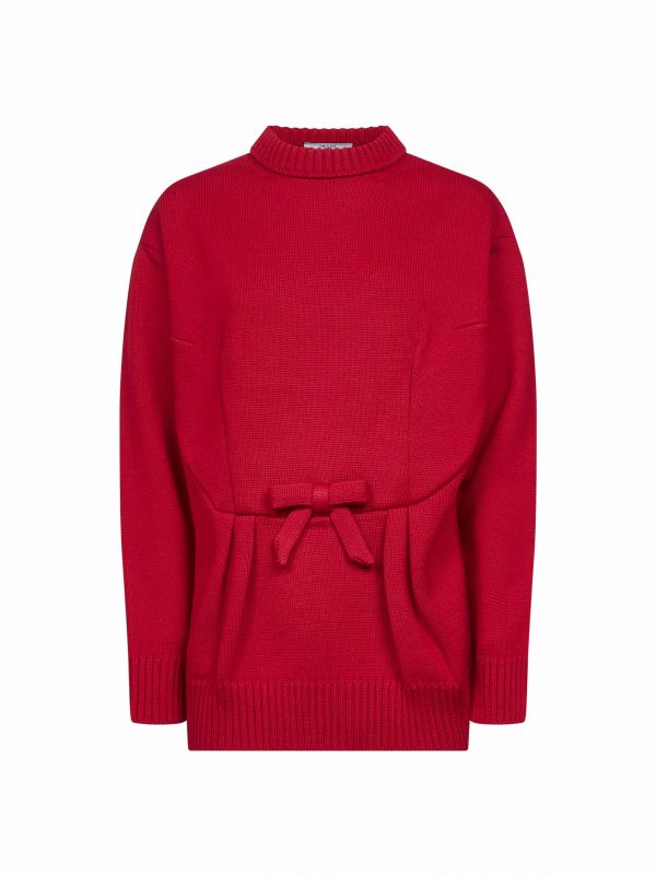  Prada Abbigliamento Prada Abbigliamento | Red Virgin Wool Bow Sweater | Women | 38 