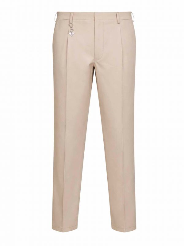  Prada Abbigliamento Prada Abbigliamento | Sand Cotton Trousers With Key Ring | Man | 48 