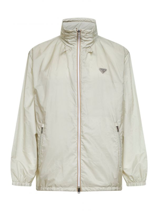  Prada Abbigliamento Prada Abbigliamento | Talc Re-nylon Hooded Jacket | Man | S 