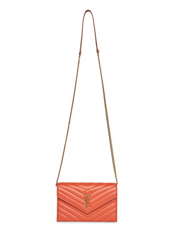  Saint Laurent Saint Laurent | Orange Cassandre Envelope Chain Wallet | Women | Pz 