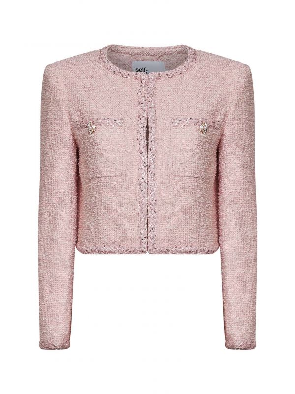  Self Portrait Self Portrait | Pink Bouclé Jacket With Braided Trimmings | Women | 6 