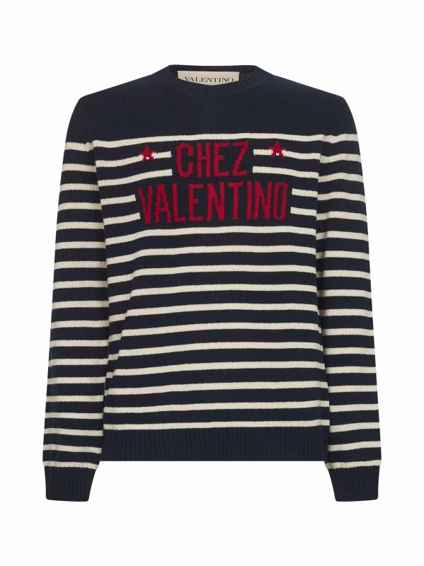  Valentino Valentino | Blue Striped Wool Chez Valentino Sweater | Man | S 
