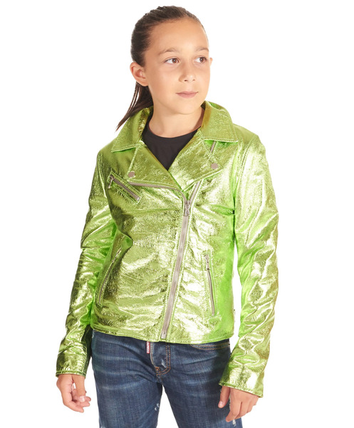  D'arienzo Green Baby Leather Jacket Unisex Biker Style 