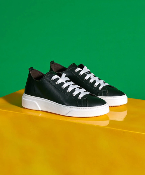  D'arienzo Men's Dark Green Leather Sneakers 
