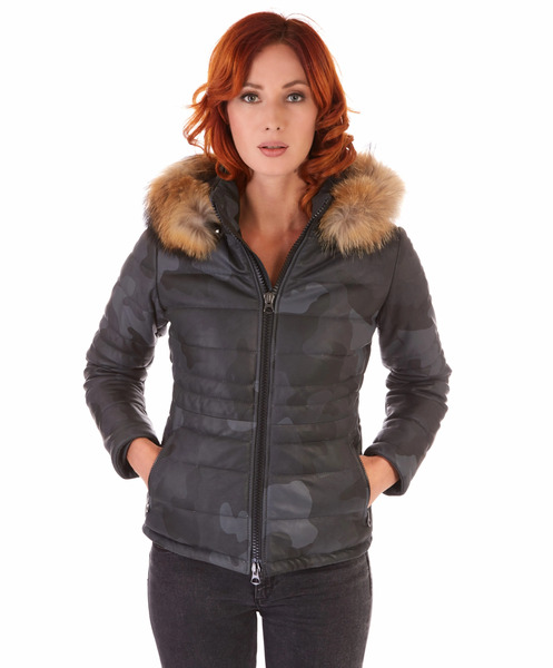  D'arienzo Military Hooded Nappa Lamb Leather Down Jacket 