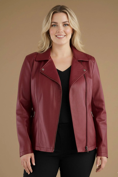  D'arienzo Red Nappa Lamb Leather Biker Jacket Oversize 