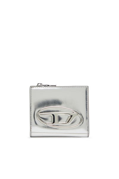  Diesel   Bi Fold Card Holder In Mirrored Leather   Small Wallets   Woman   Silver 