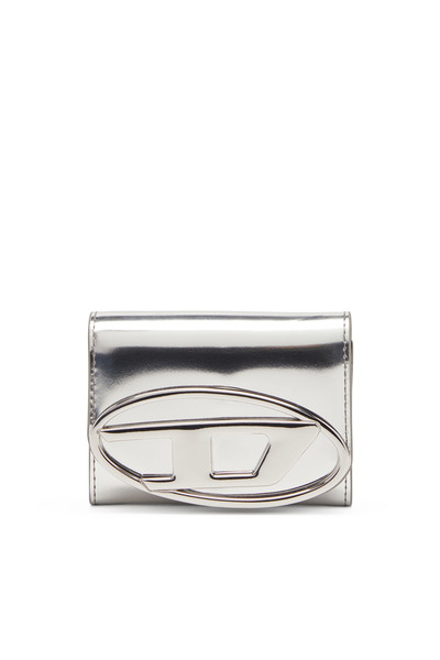  Diesel   Bi Fold Card Holder In Mirrored Leather   Small Wallets   Woman   Silver 