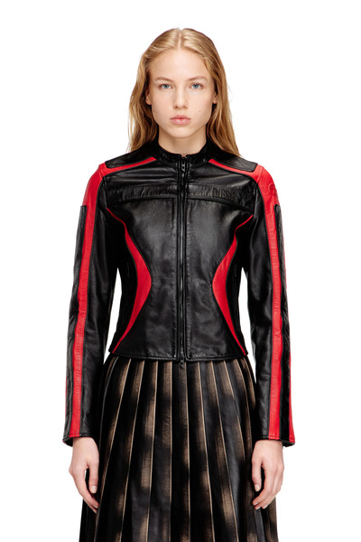  Diesel   Biker Jacket In Colour Block Leather   Leather Jackets   Woman   Multicolor 