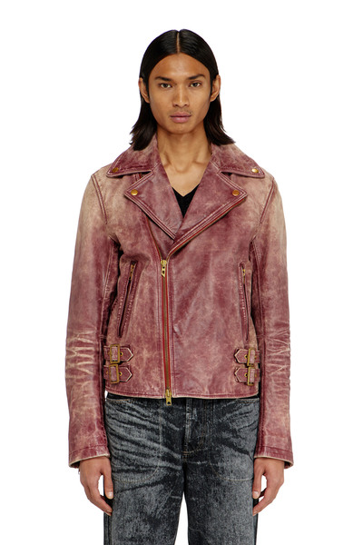  Diesel   Biker Jacket In Treated Leather   Leather Jackets   Man   Red 