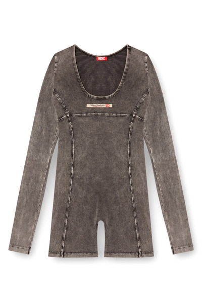  Diesel   Bodysuit In Denim Effect Jersey   Bodysuits   Woman   Grey 