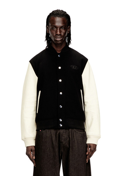  Diesel   Bomber Jacket In Wool Blend And Leather   Leather Jackets   Man   Multicolor 
