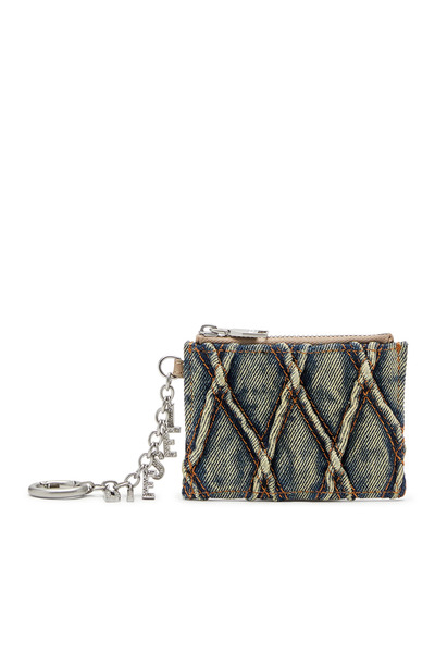  Diesel   Card Holder In Argyle Quilted Denim   Card Cases   Woman   Blue 