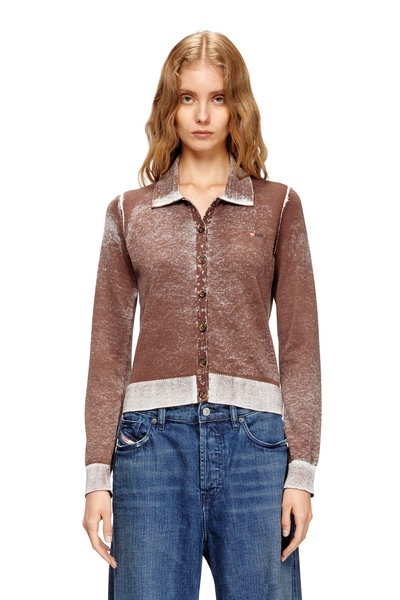 Diesel   Cardigan With Faded Reverse Print   Knitwear   Woman   Brown 