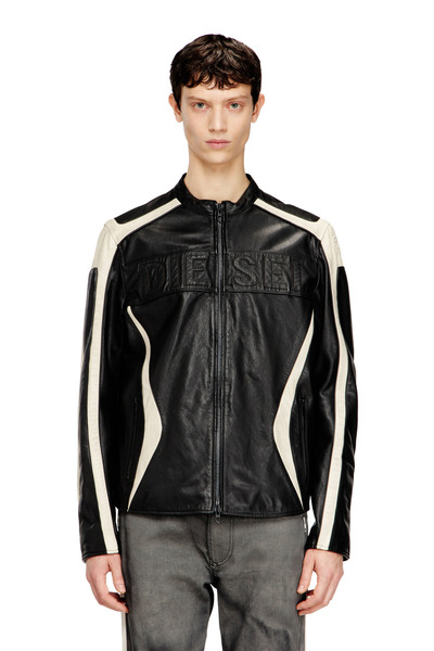  Diesel   Colour Block Leather Biker Jacket   Leather Jackets   Man   Multicolor 
