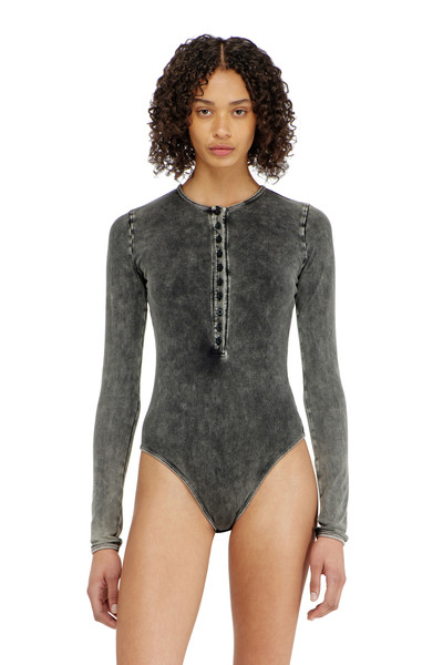  Diesel   Cotton Bodysuit With Buttoned Front   Bodysuits   Woman   Grey 