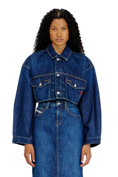  Diesel   Cropped Oversized Denim Trucker Jacket   Denim Jackets   Woman   Blue 