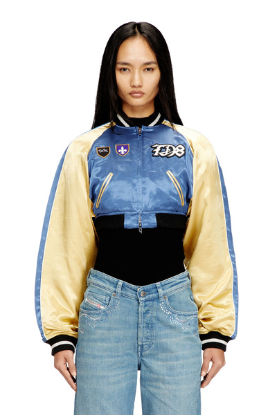  Diesel   Cropped Satin Souvenir Jacket   Jackets   Woman   Multicolor 